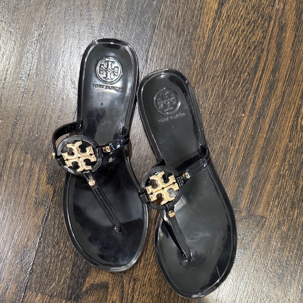 Tory Burch Black and Gold Sandals